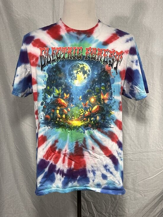 Jerzees Other - Electric Forest 2025 Tie Dye T Shirt XL Festival Lineup Rothbury MI Jerzees